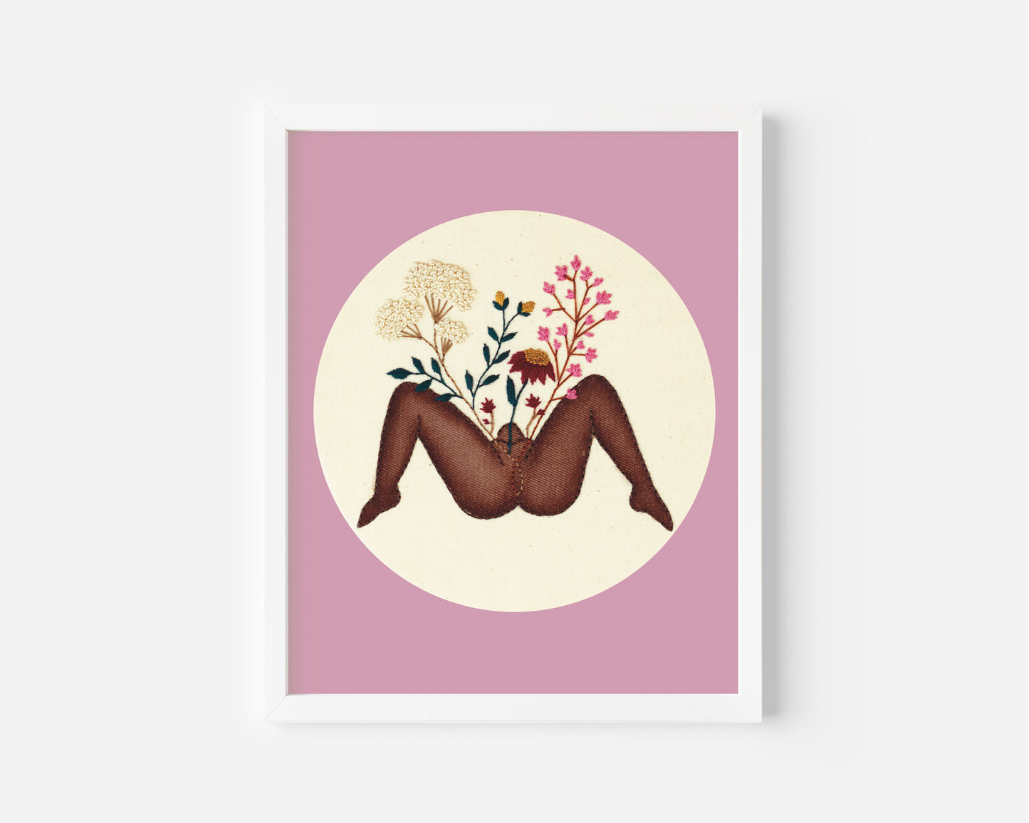 Divine Feminine Embroidery Print – Body Positivity Feminist Wall Art ✨🌸