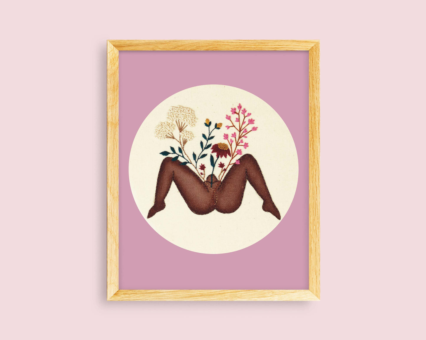 Divine Feminine Embroidery Print – Body Positivity Feminist Wall Art ✨🌸