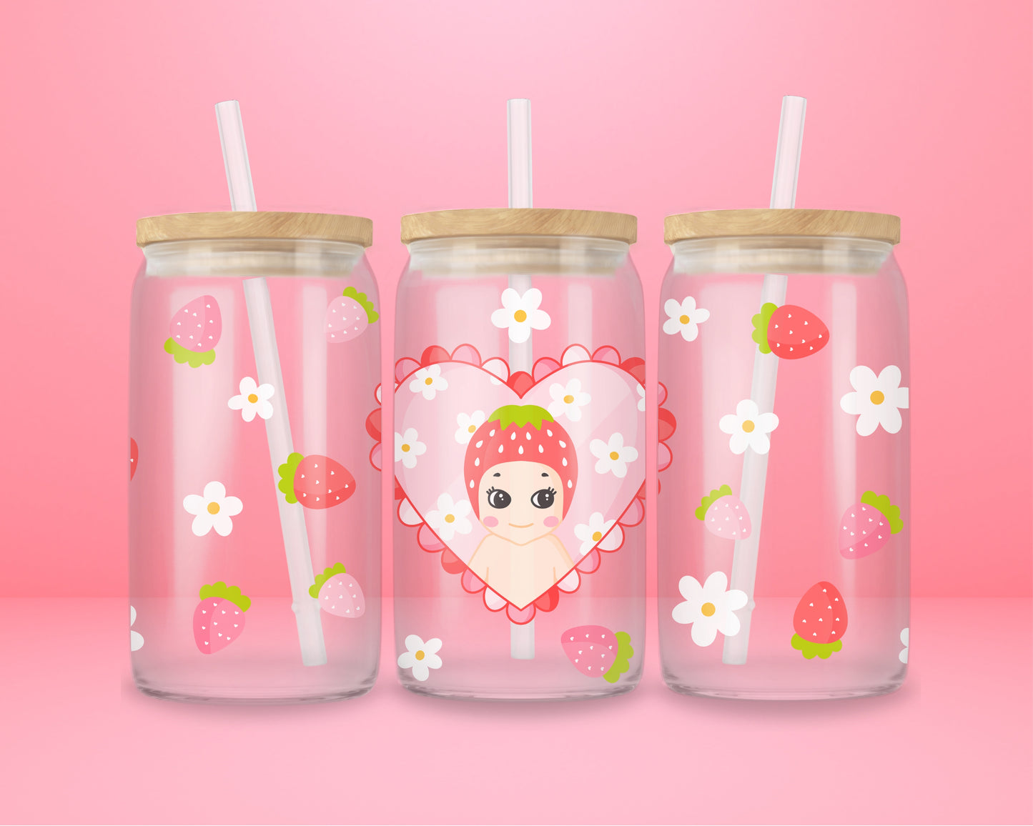 Strawberry Sonny Angel Glass Can Tumbler 🍓👼