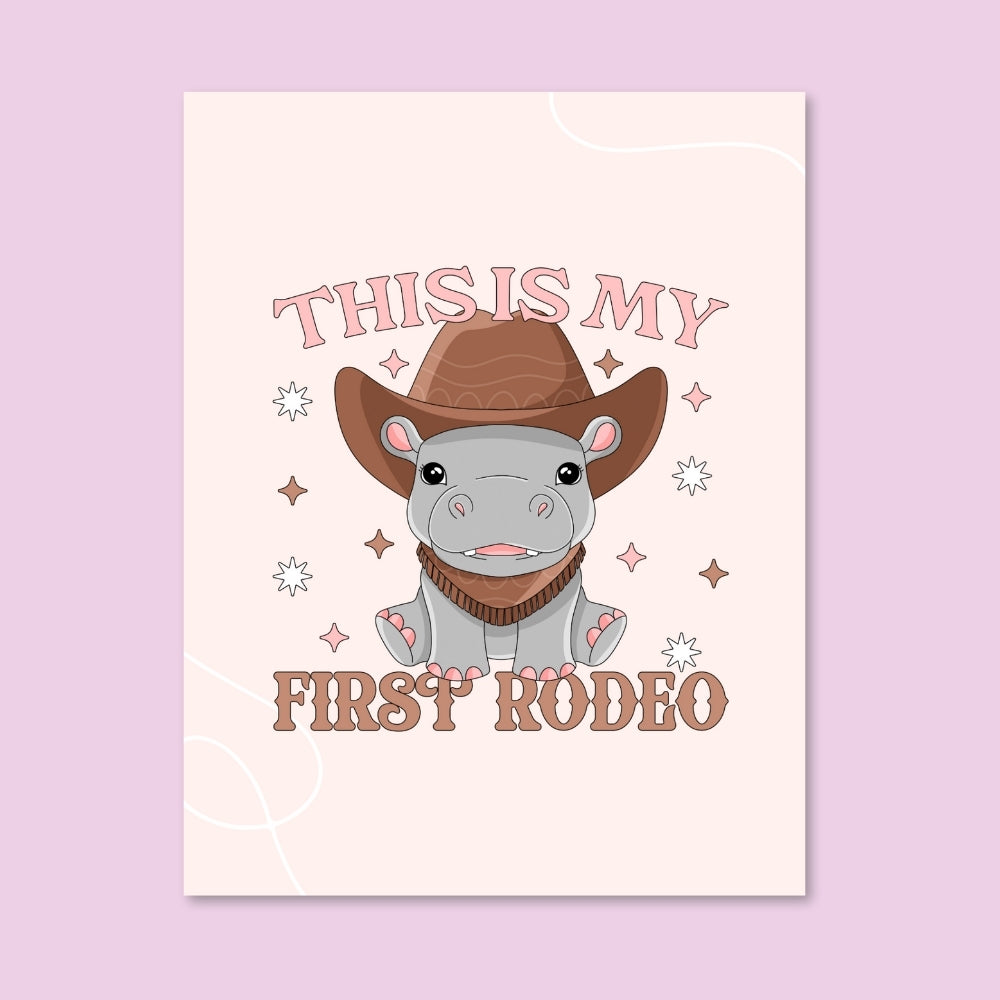 My First Rodeo Cowboy Hippo Card