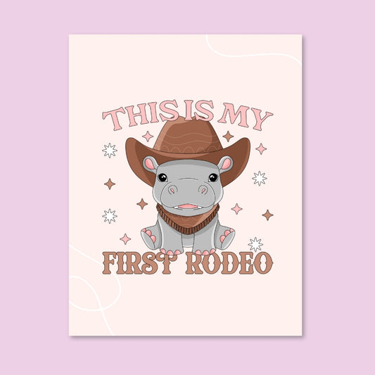 My First Rodeo Cowboy Hippo Card