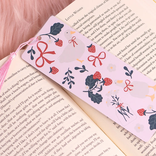 Cottagecore Duck & Strawberries Bookmark 🍓🦆