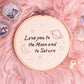 🌙 To the Moon & Saturn – Taylor Swift Lyric Embroidered Hoop 🌙