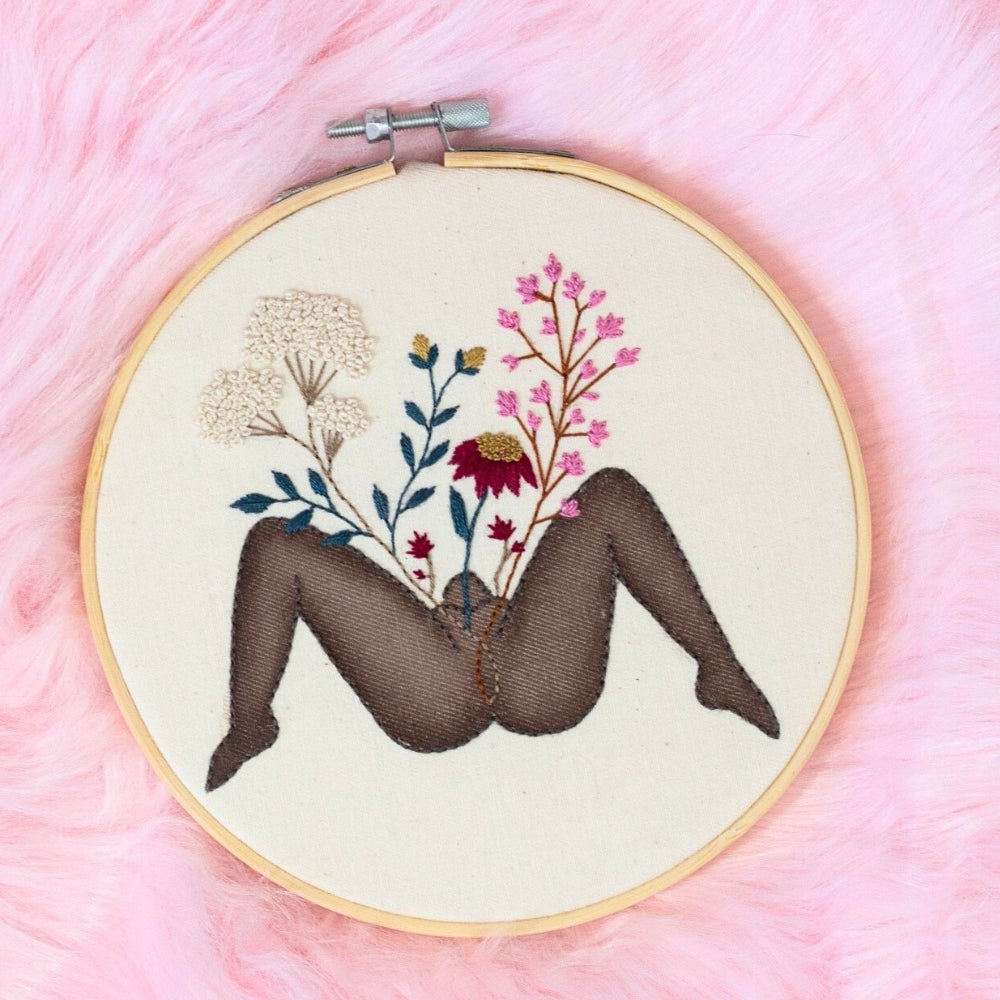 🌸 Rooted in Bloom – Feminine Floral Embroidery Art 🌸