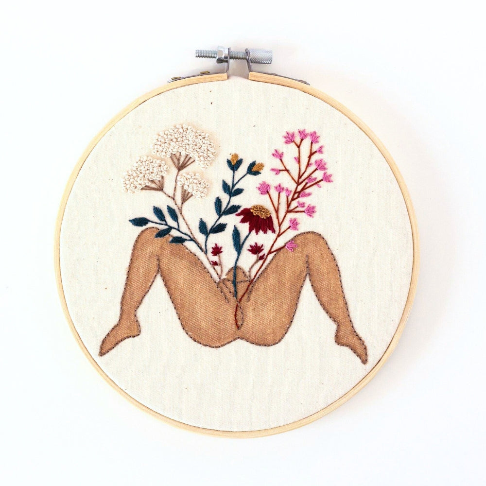 🌸 Rooted in Bloom – Feminine Floral Embroidery Art 🌸