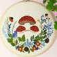 🍄 Enchanted Grove – Hand-Embroidered Mushroom Hoop 🍄