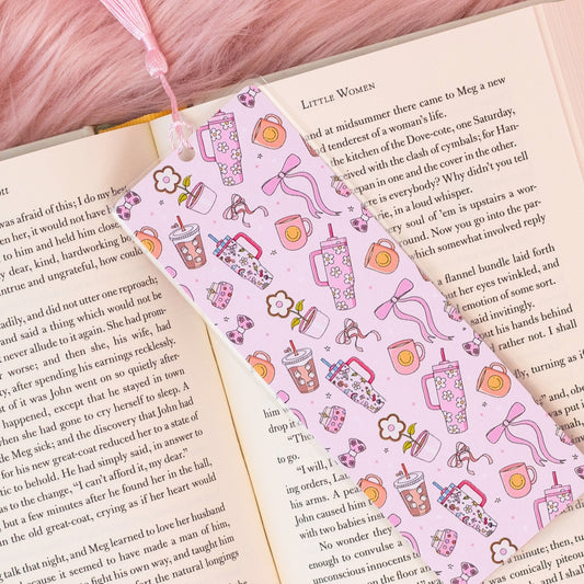 Pink Lattes & Pretty Pages Bookmark ☕🌸