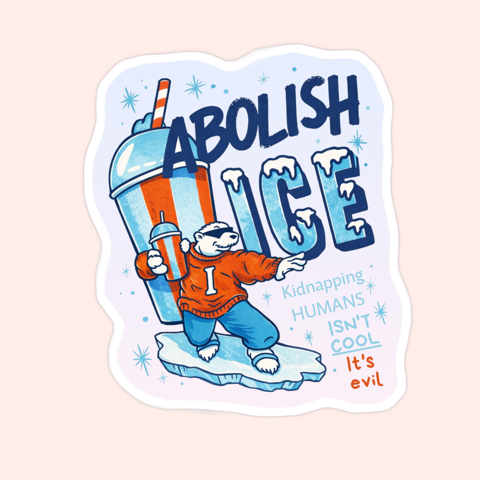 abolish ice sticker polar bear protest drink