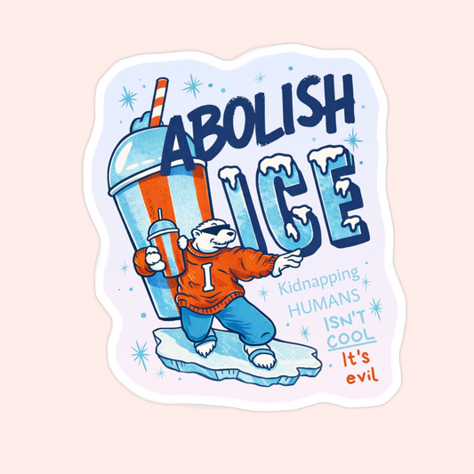 abolish ice sticker polar bear protest drink