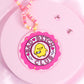 “Bright pink car charm with sassy duck and ‘Bad Bitch Club’ quote – empowering and hilarious statement piece.”