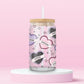 Glass tumbler with heart candies featuring the names Rhysand, Cassian, and Azriel in a fantasy romance design.