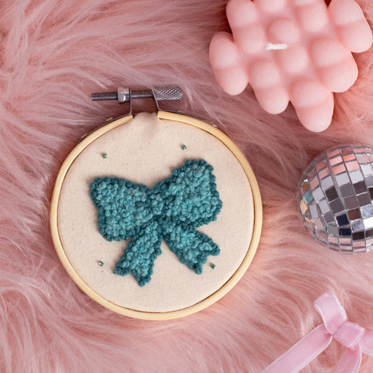 Blue Bow French Knot Embroidery Hoop 🎀✨