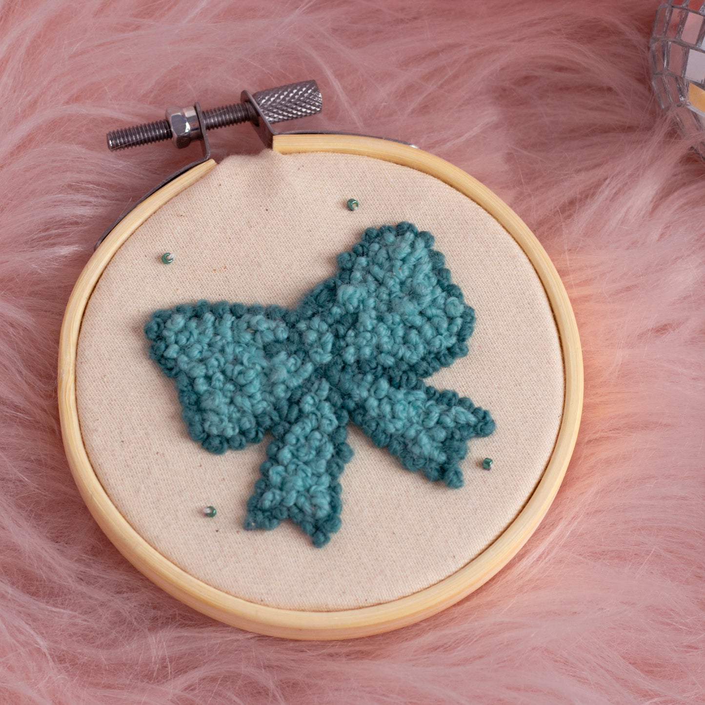 Blue Bow French Knot Embroidery Hoop 🎀✨