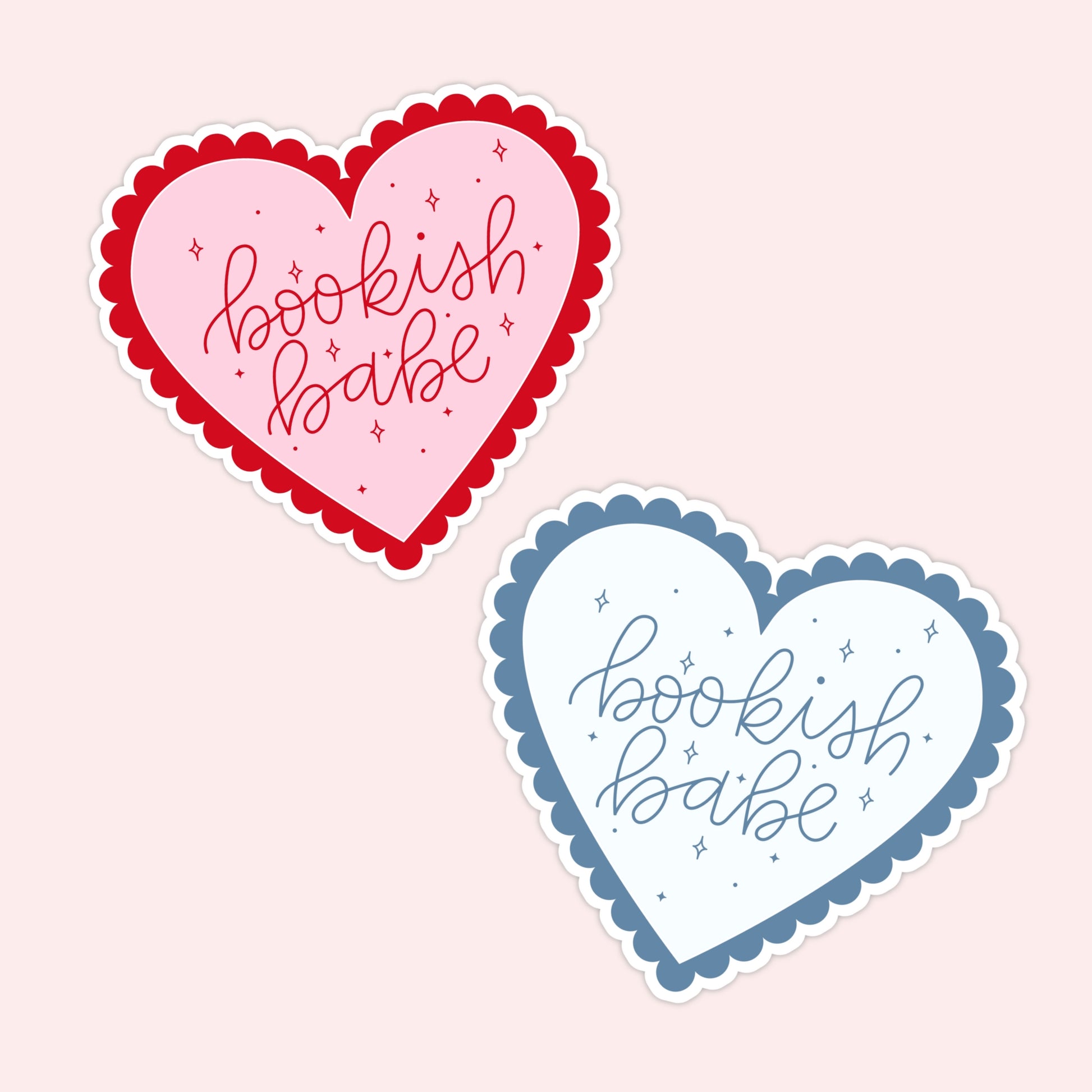 bookish babe heart shaped vinyl stickers for romance readers