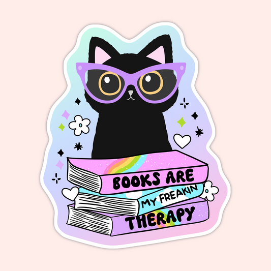 Books Are My Freakin Therapy Sticker