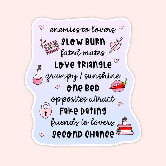 Romance Trope List Sticker