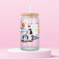 16oz Briar U inspired glass tumbler with Graham 44 jersey, hockey details, photos and love notes