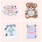 Bridgerton inspired vinyl sticker collection featuring Dearest Gentle Reader quote, teddy bear regency design, In My Bridgerton Era book cover, and pastel stack of Bridgerton series books, romance reader aesthetic stickers for book lovers.