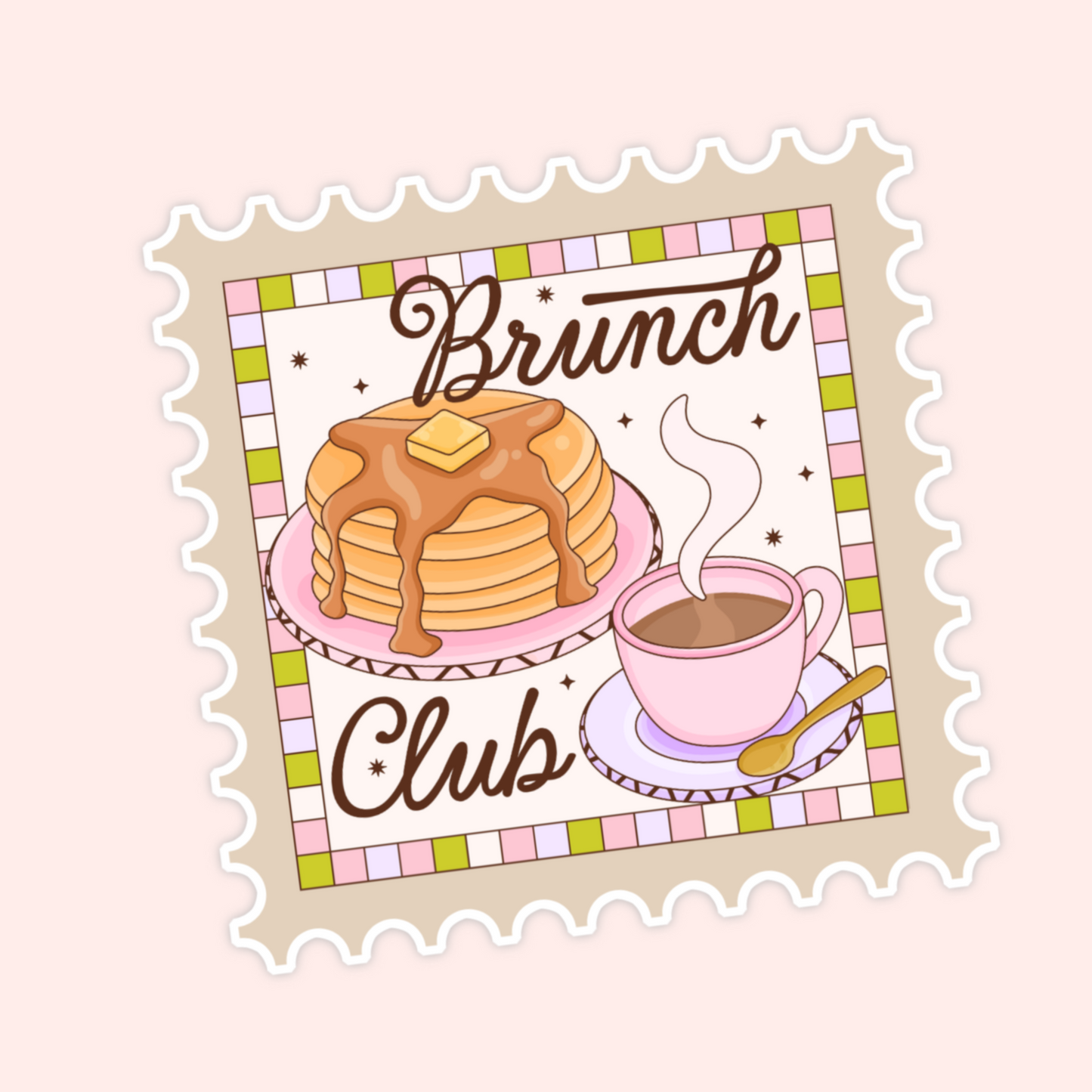 brunch club sticker pancakes coffee retro aesthetic