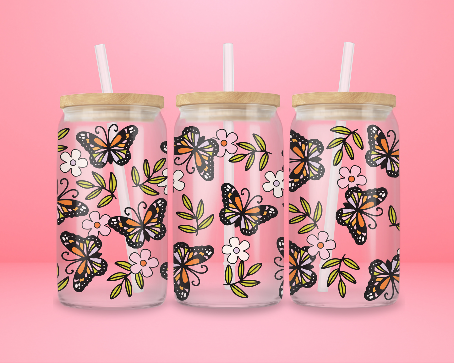 Butterfly Garden Glass Tumbler 🌼🦋