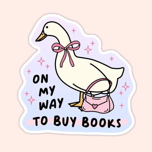 On My Way to Buy Books Goose Sticker
