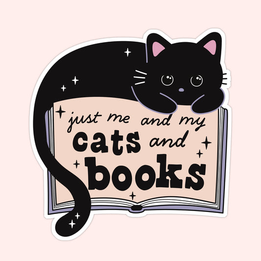 Me Cats and Books Sticker