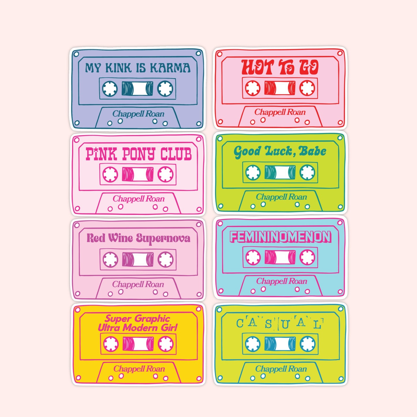 Chappell Roan Cassette Stickers