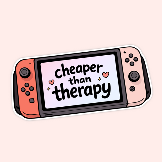cheaper than therapy sticker gaming console aesthetic
