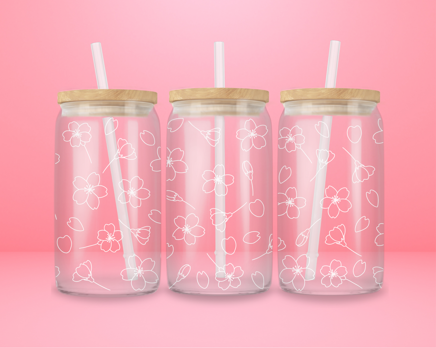 White Cherry Blossom Glass Tumbler 🌸💖