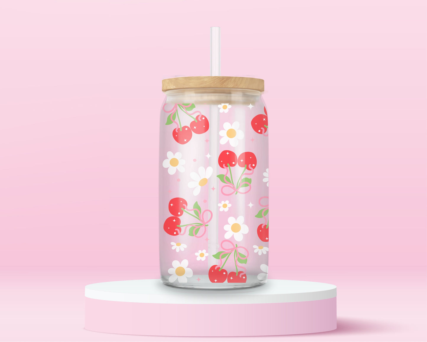 Cherry Blossom Picnic Glass Tumbler 🍒🌸