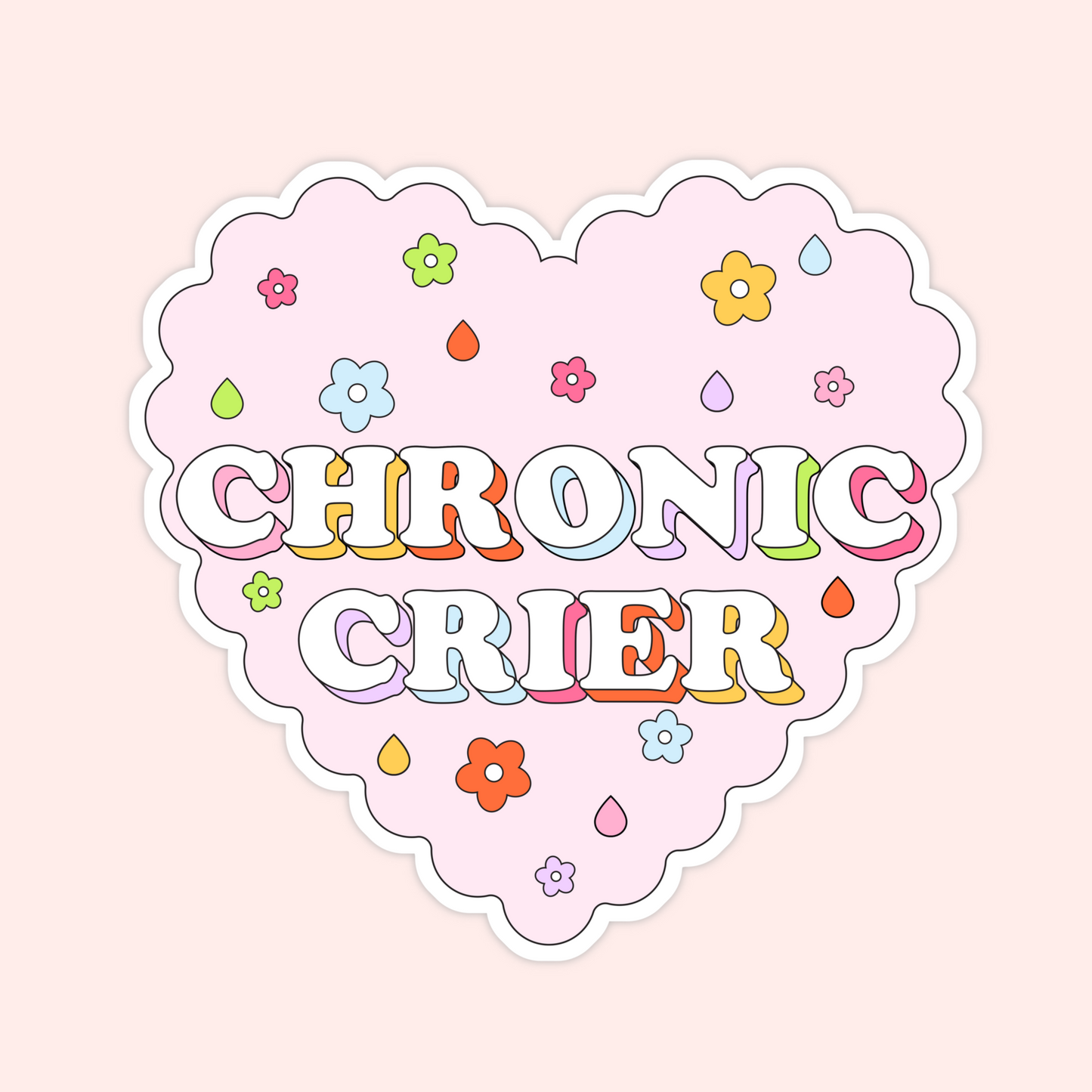 chronic crier sticker pastel heart funny emotional