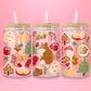 16oz woodland glass tumbler with fox, pumpkins, mushrooms, scarves, hot cocoa and pine trees