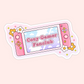 Cute pink handheld gaming console illustrated with flowers and sparkles and the phrase “Cozy Gamer Fanclub” on the screen.