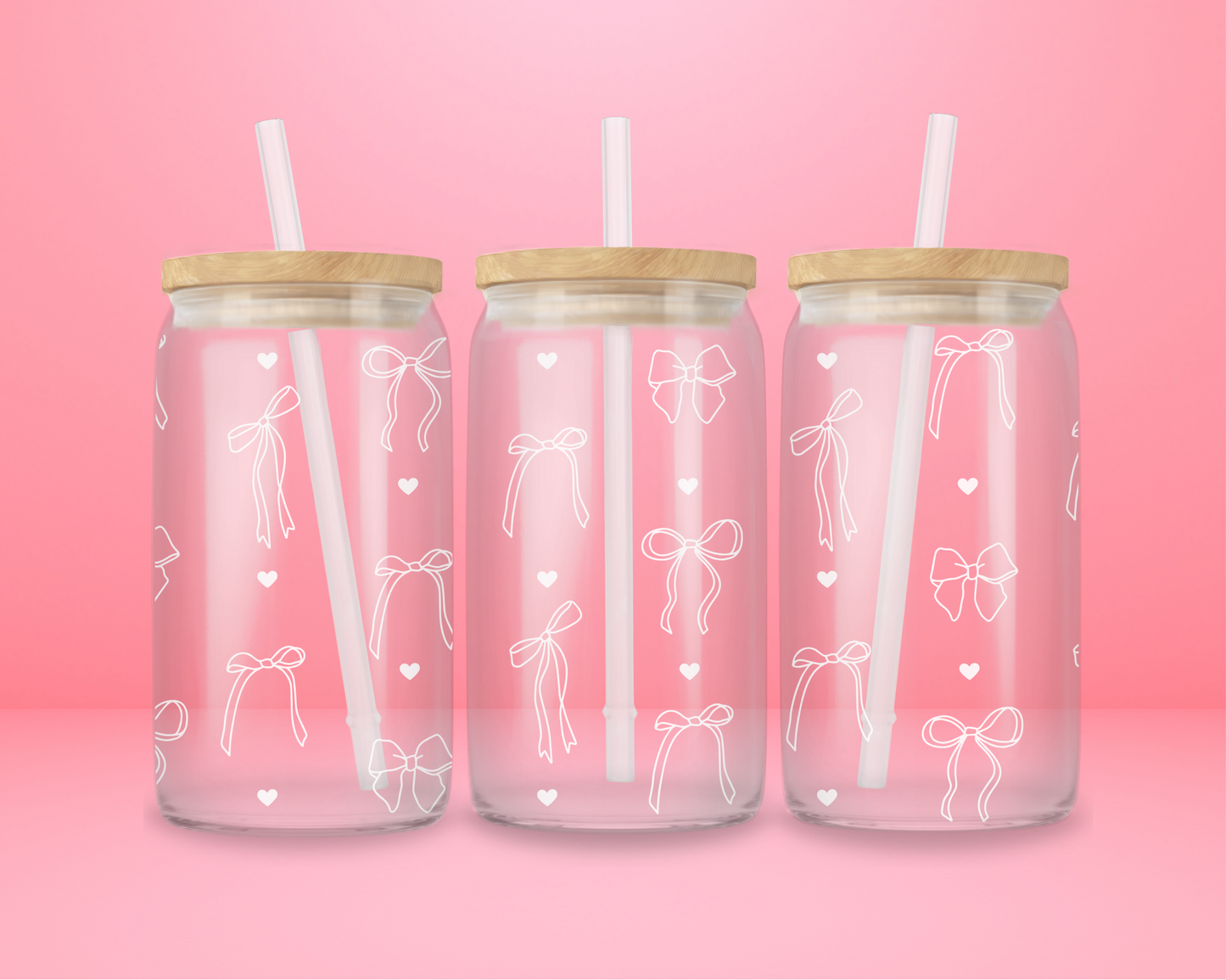 Dainty White Bow Glass Tumbler 🎀✨