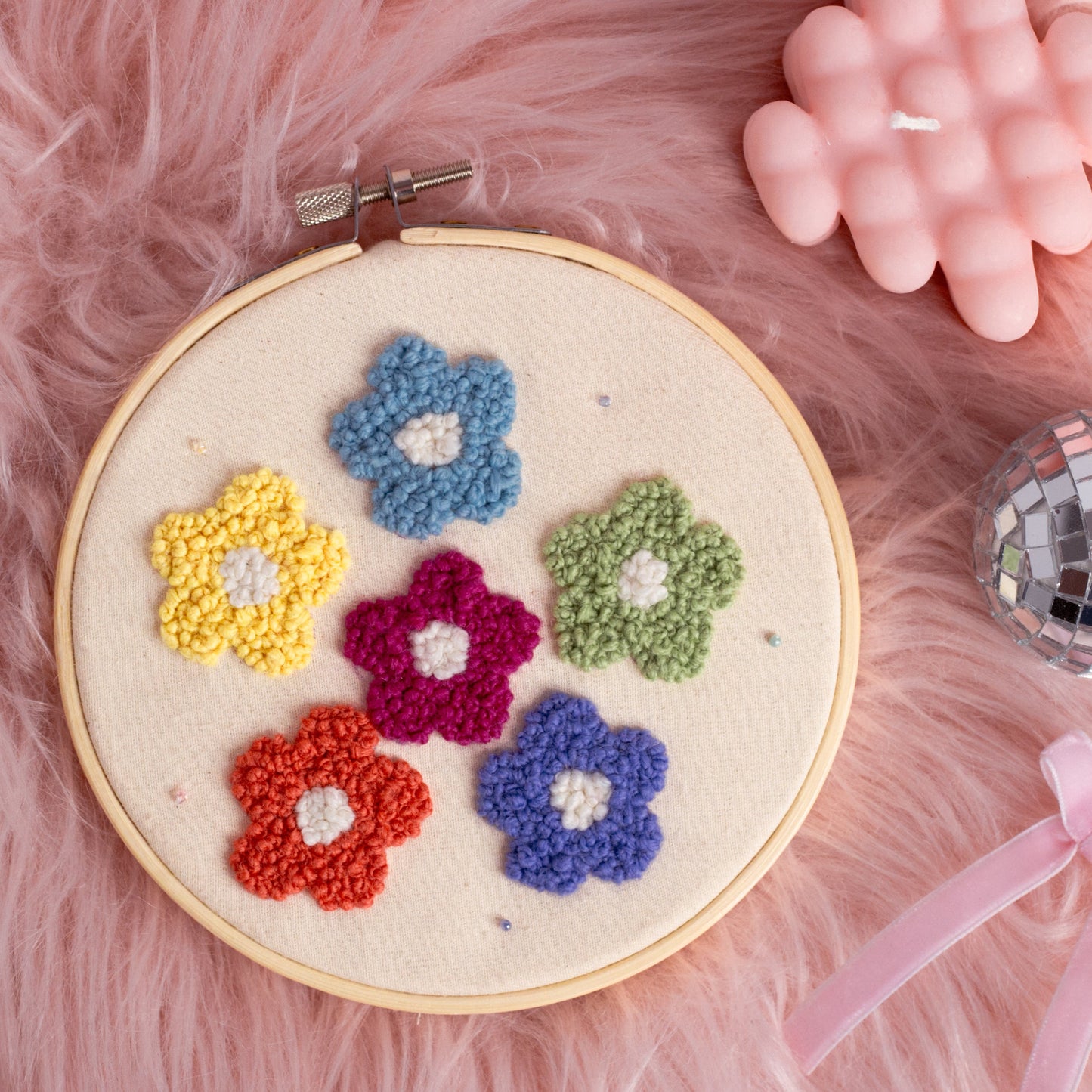 Rainbow Daisy French Knot Embroidery Hoop 🌸✨