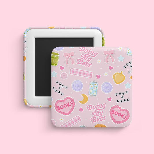 Doing my best magnet with pink girly collage design and coquette aesthetic