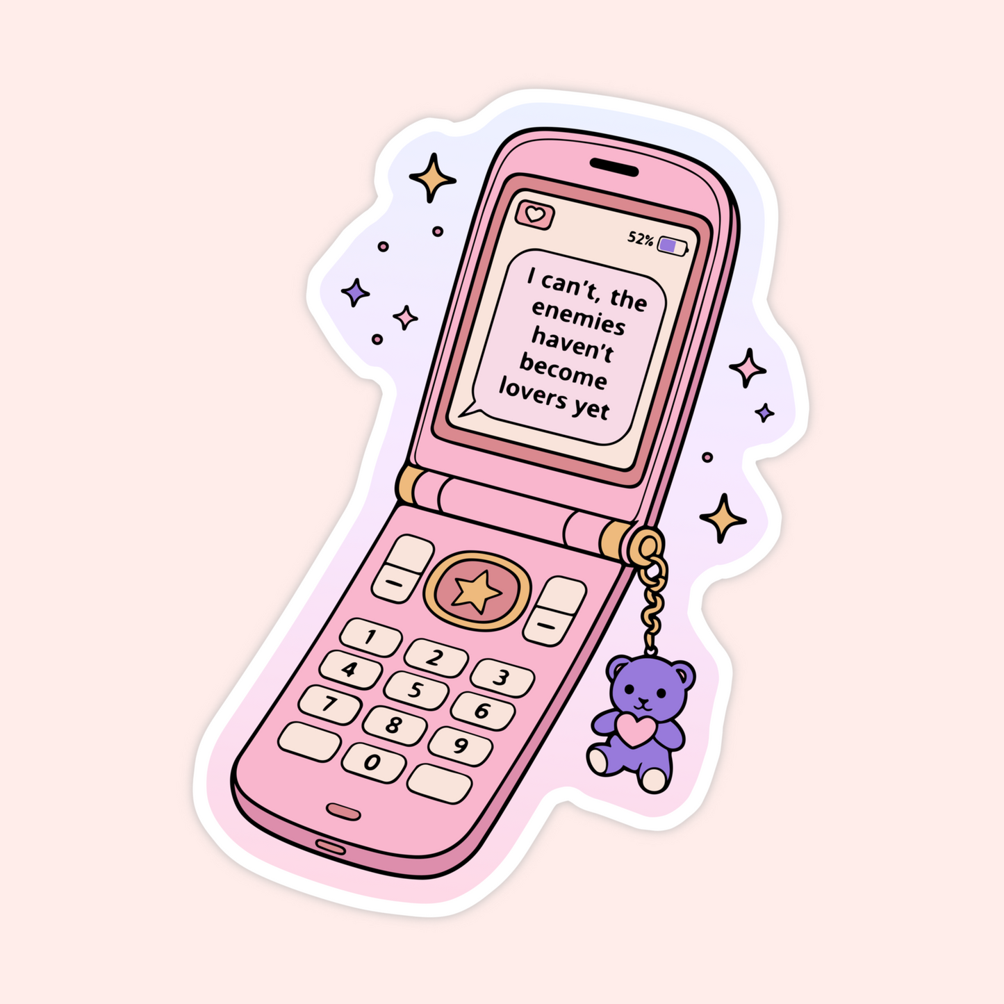 enemies to lovers sticker pink flip phone romance reader