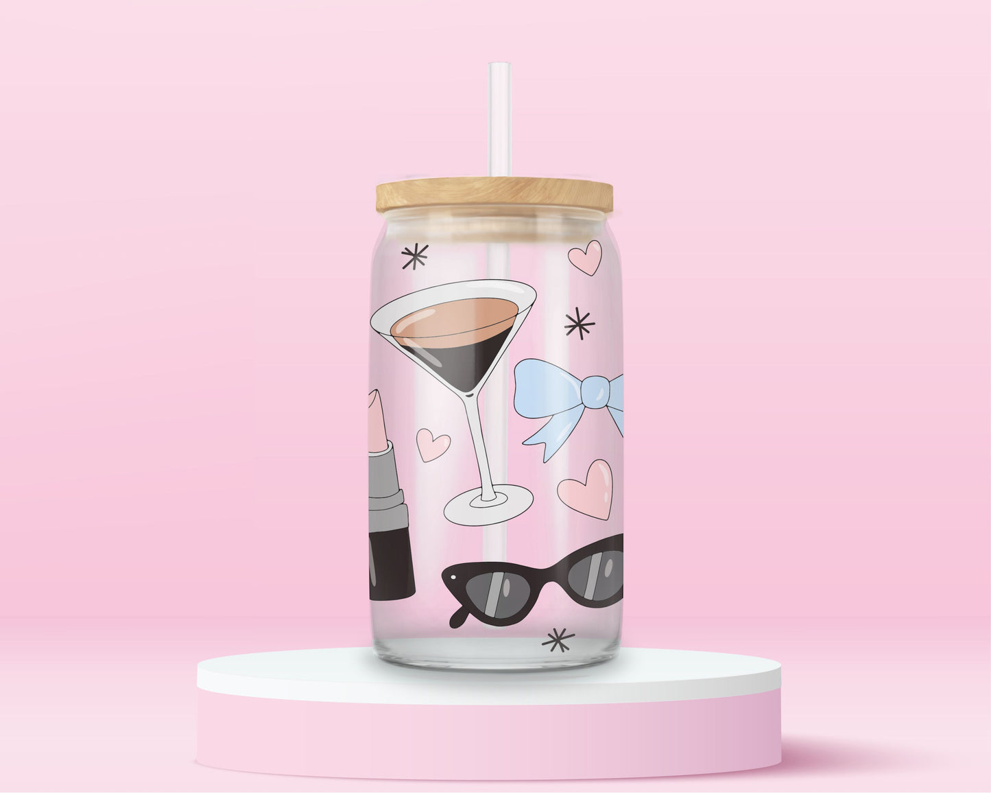 Lipstick & Lattes Glass Tumbler ☕💋