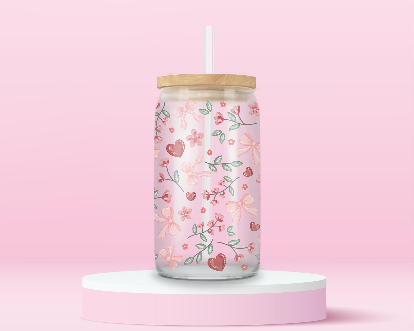 Floral Bow Glass Tumbler 🎀🌸