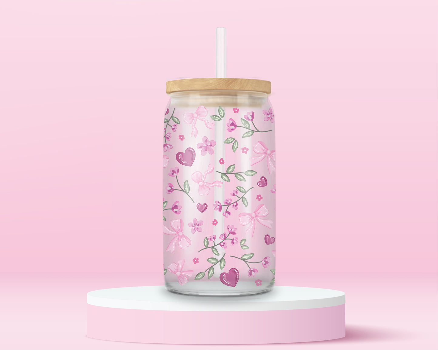 Floral Bow Glass Tumbler 🎀🌸