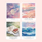 Taylor Swift-inspired Folklore and Evermore song stickers featuring dreamy illustrated designs for the 1, cardigan, my tears ricochet, mirrorball, seven, august, illicit affairs, invisible string, the lakes, willow, champagne problems, happiness, ivy, cowboy like me, long story short, evermore, and marjorie.