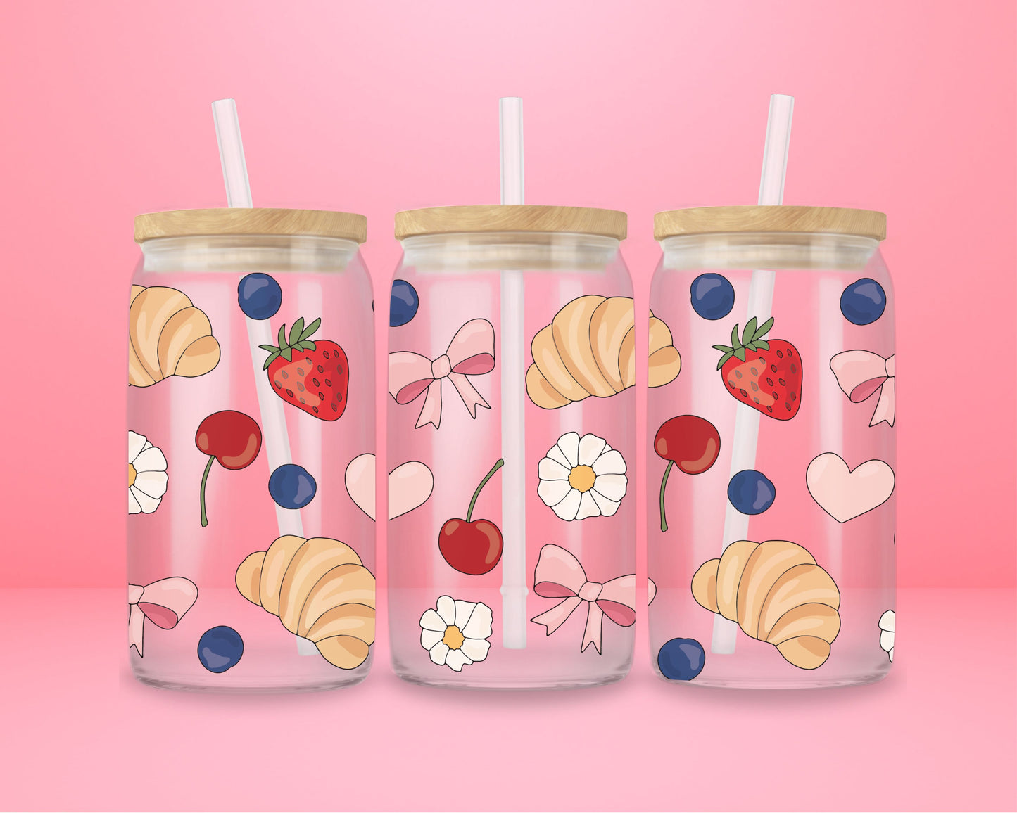 Parisian Picnic Glass Tumbler 🥐🍓