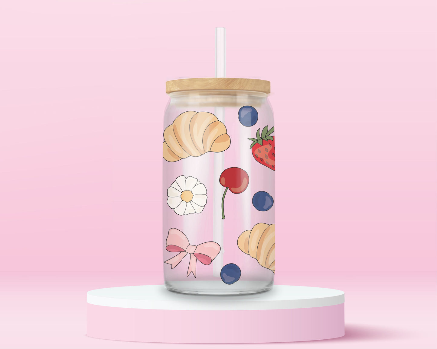 Parisian Picnic Glass Tumbler 🥐🍓