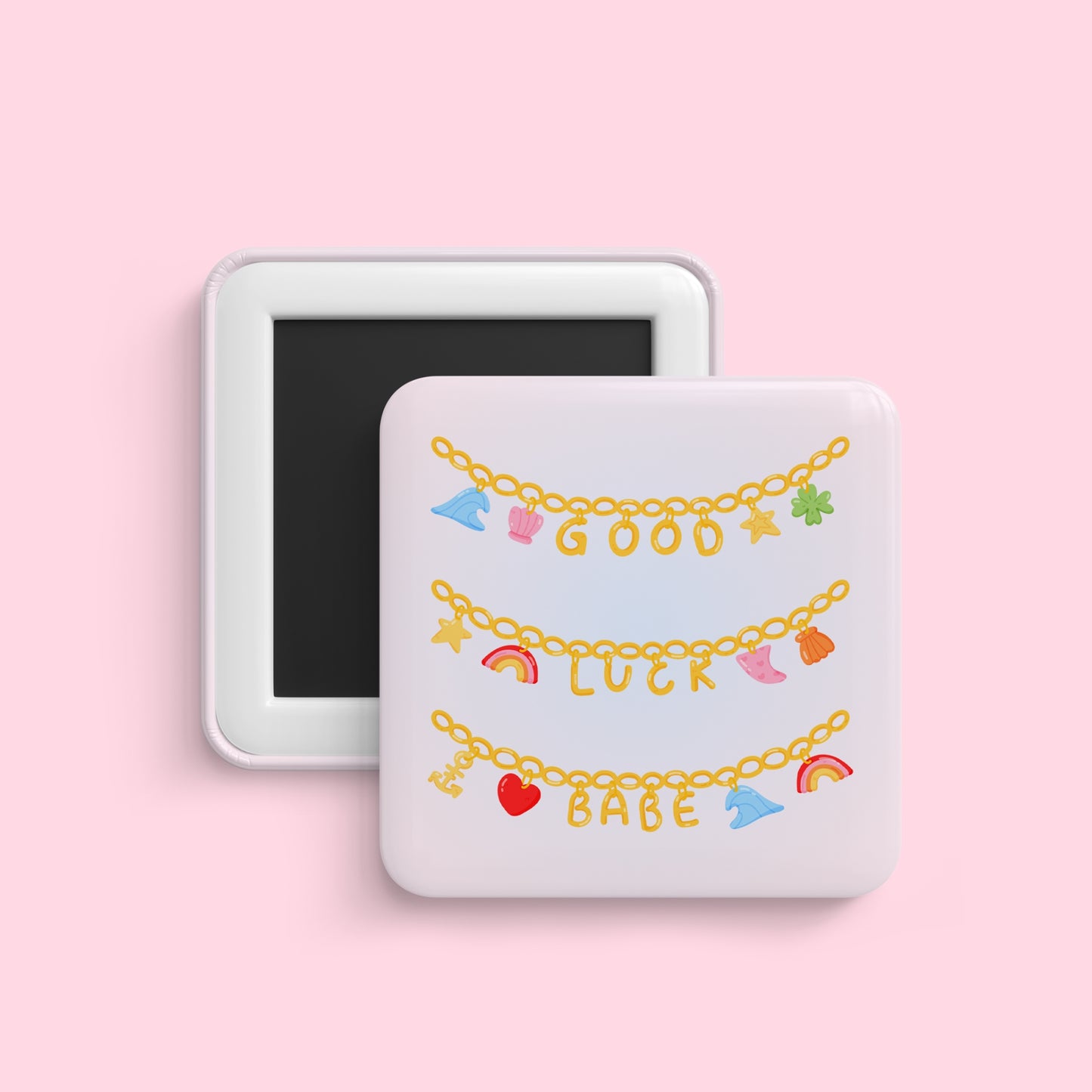 Good luck babe charm magnet with colorful charm bracelet design