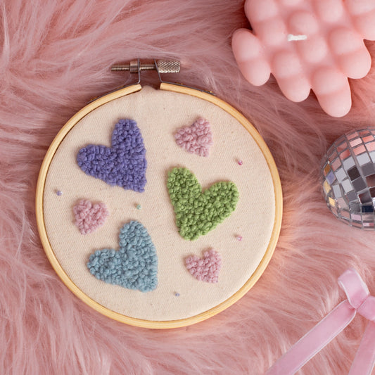 Pastel Heart French Knot Embroidery Hoop 💖✨