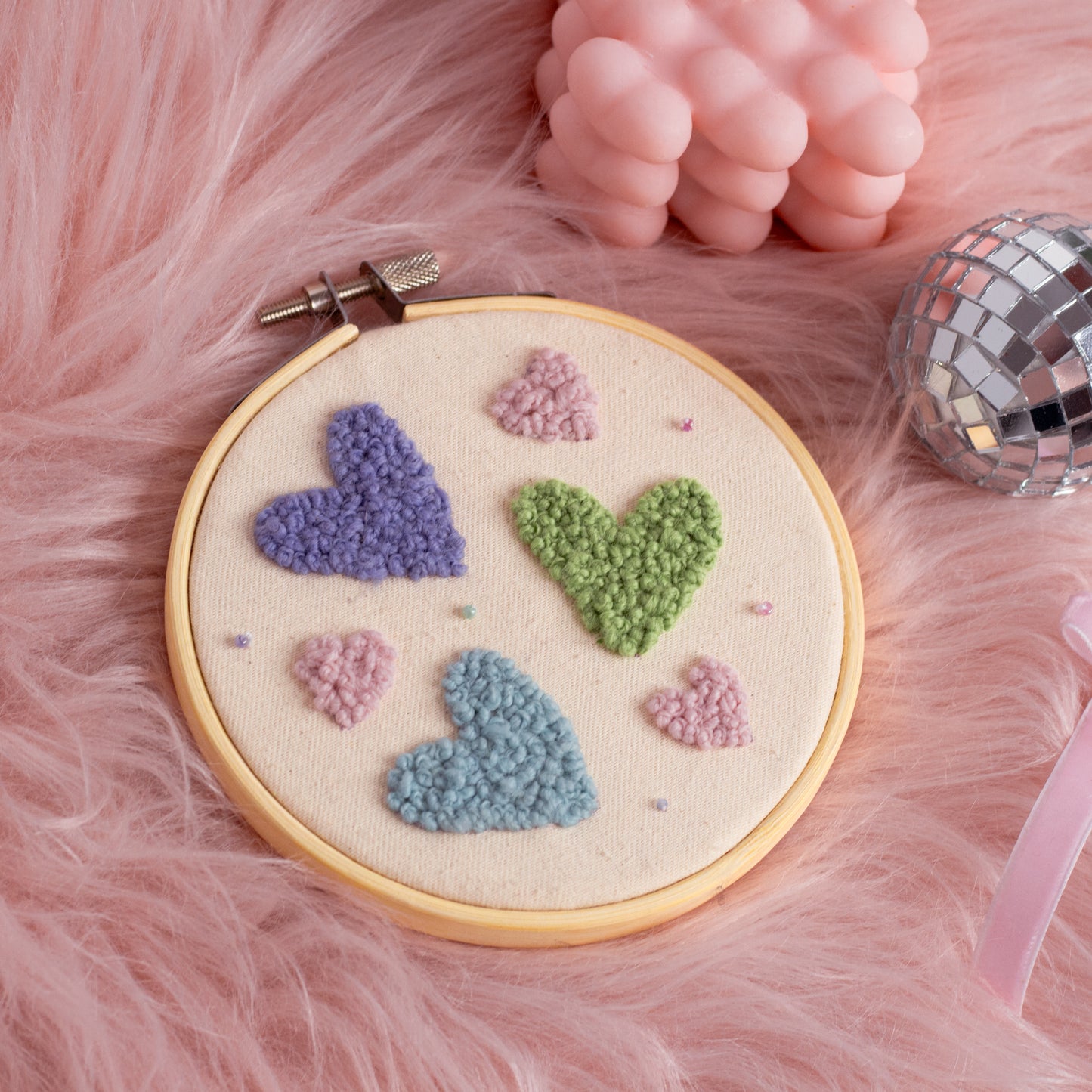 Pastel Heart French Knot Embroidery Hoop 💖✨