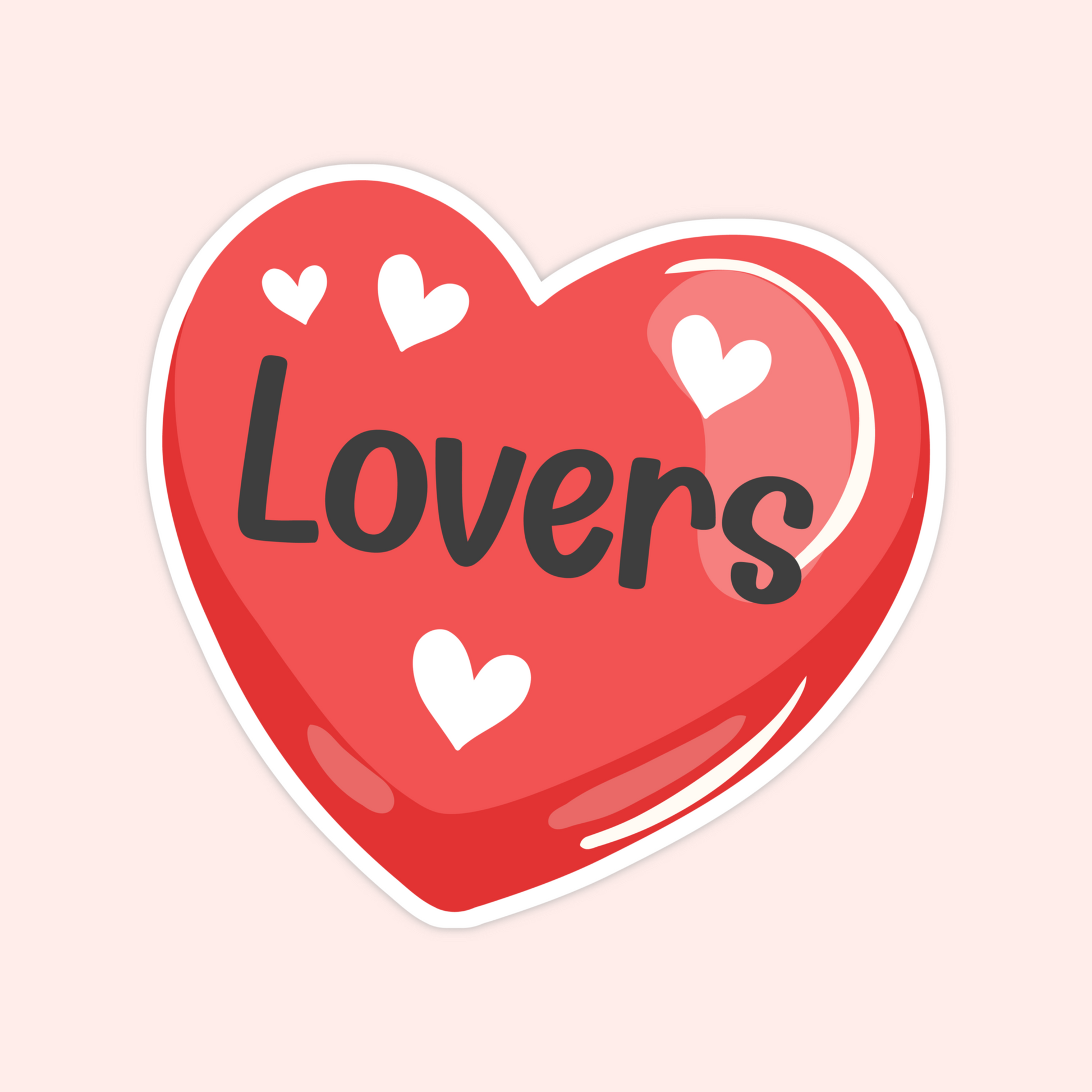 Red candy heart sticker that says “Lovers,” inspired by Ilya’s line in Heated Rivalry, hockey romance reader sticker.
