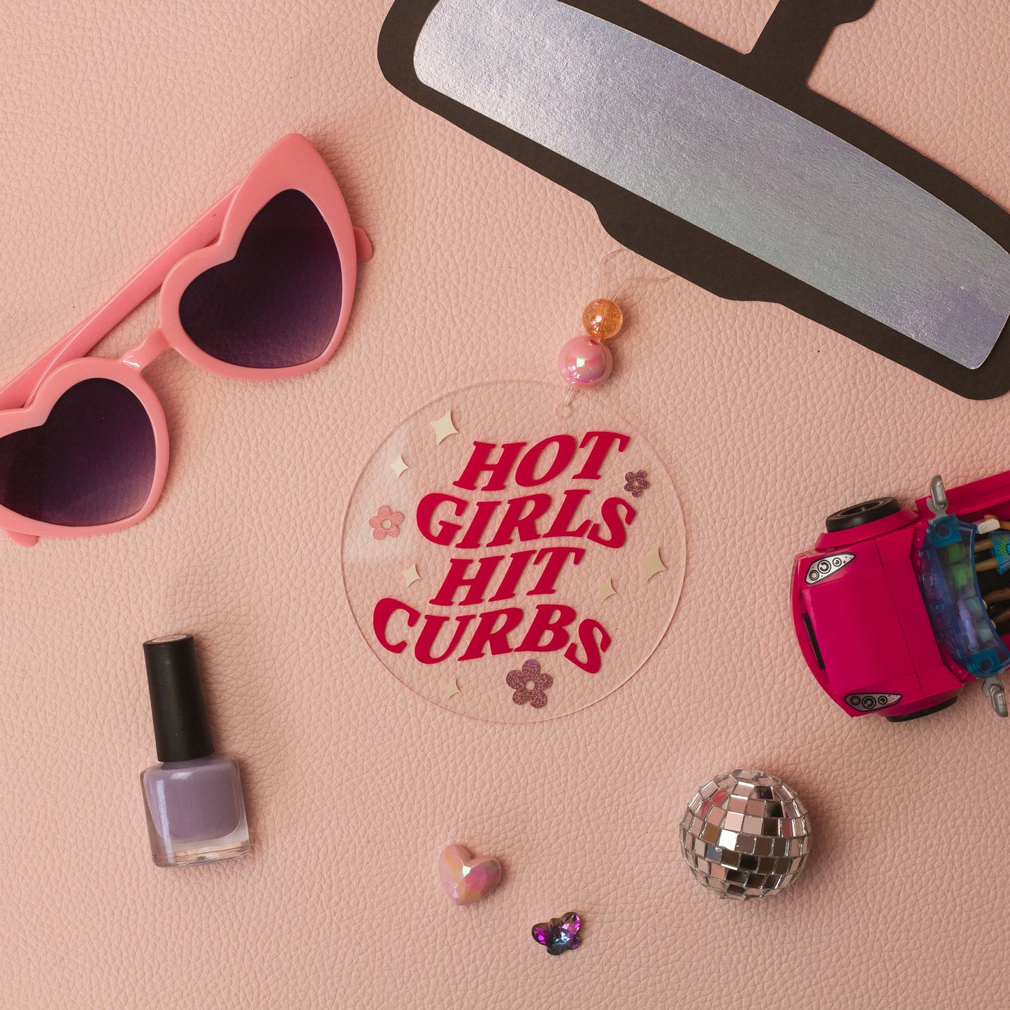 ‘Hot Girls Hit Curbs’ Rearview Mirror Charm