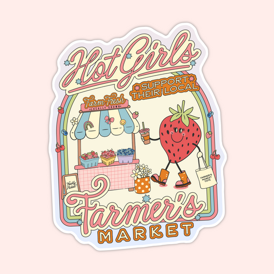 Hot Girls Support Local Farmer's Market Sticker