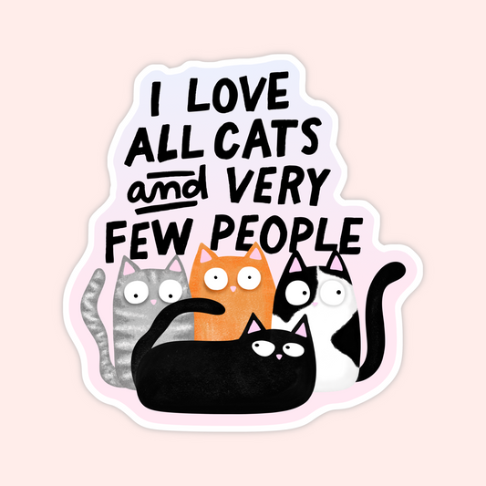 i love all cats sticker funny cat lover quote